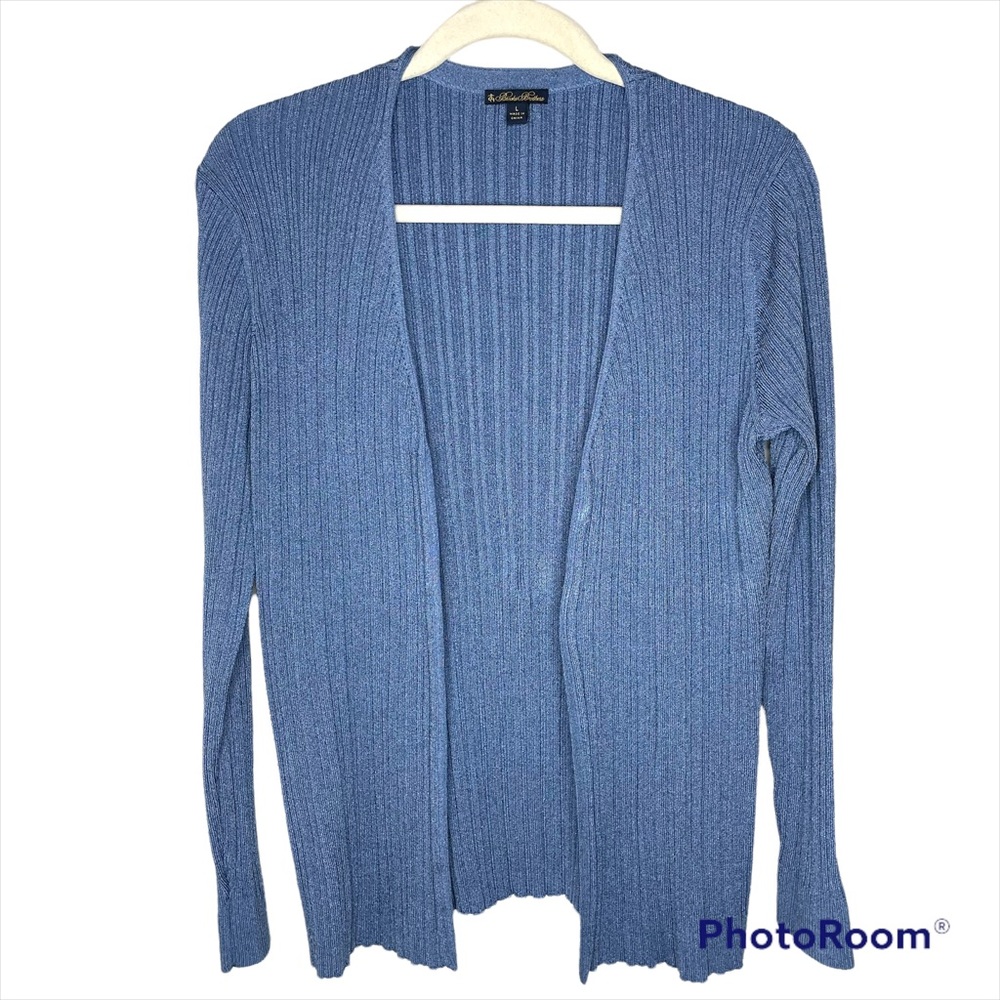 Brooks Brothers Light Blue Ribbed‎ Open Cardigan L